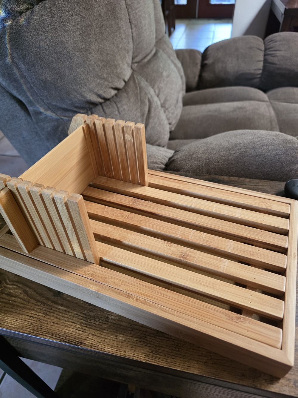 Bamboo Bread Slicer Cutting Board Adjustable Guide Crumb Tray Foldable
